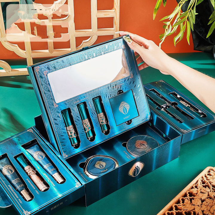 💙 Creative Portable Home Makeup Kit – 12-Piece All-in-One Cosmetic Set (Blue Gift Bag) ✨