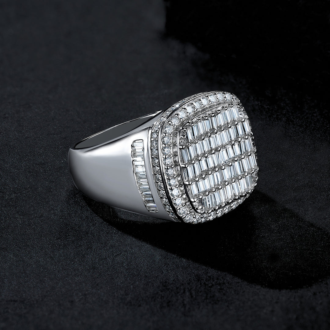 💍 Men’s Minimalist Moissanite Ring – Platinum-Plated S925 Silver (14g, Sizes 5–9) 💍