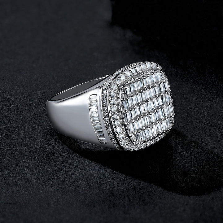 💍 Men’s Minimalist Moissanite Ring – Platinum-Plated S925 Silver (14g, Sizes 5–9) 💍