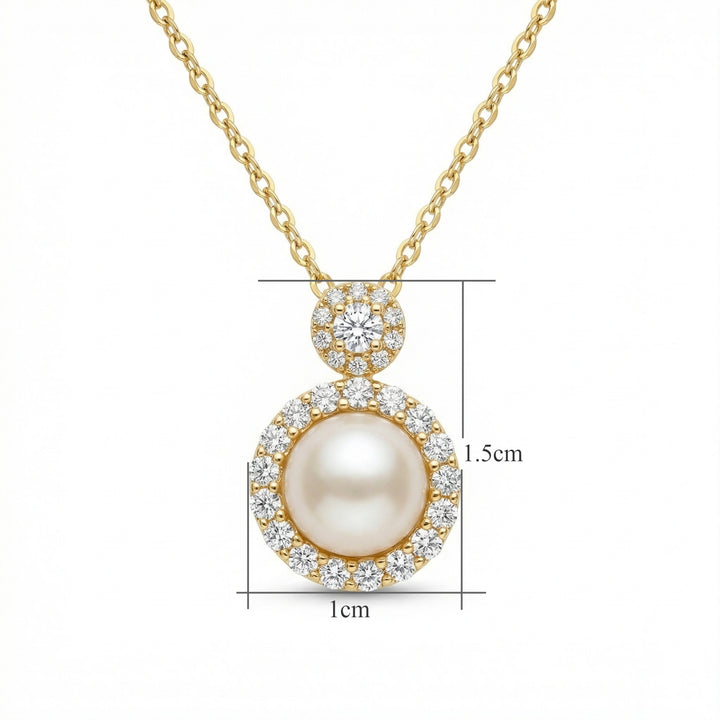 ✨ 925 Sterling Silver Pearl Halo Necklace