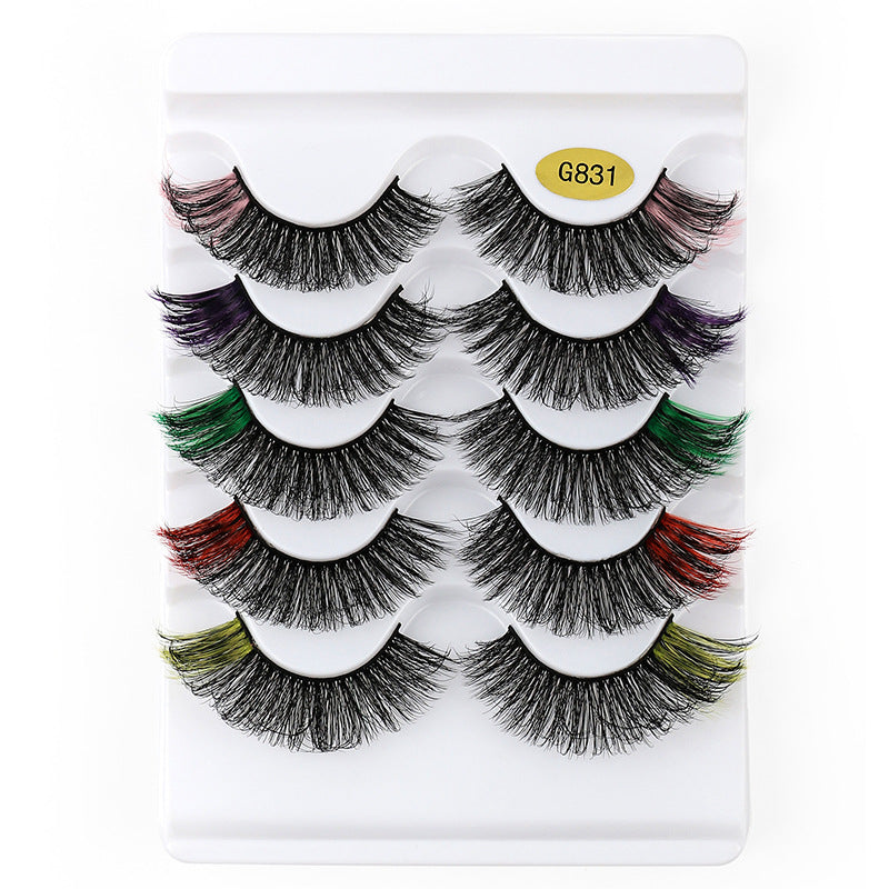 👁️✨ Color Natural Thick 5 Pairs Pack – 3D False Eyelashes (Imitation Mink)