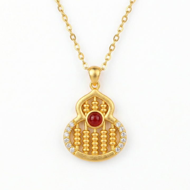 925 Sterling Silver Elegant Gourd-Shaped Abacus Pendant Necklace