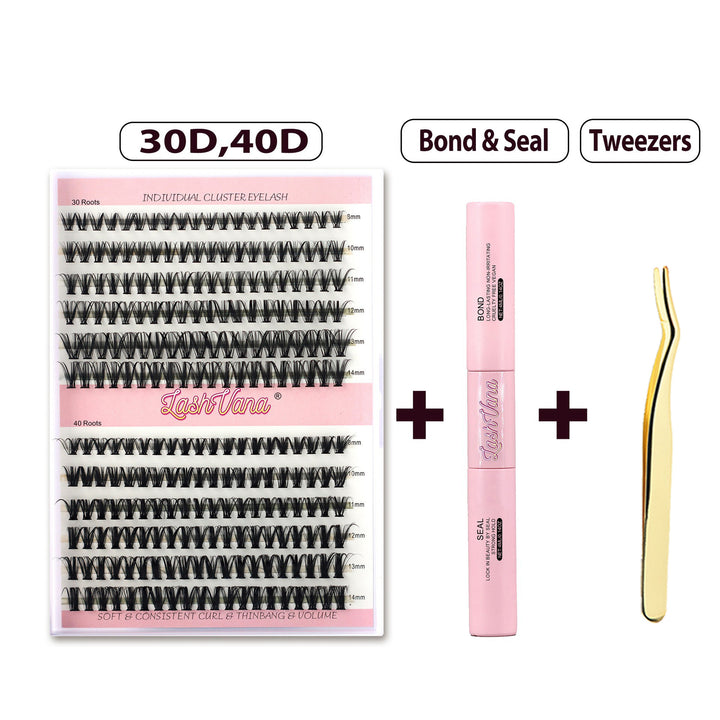 👁️✨ Segmented False Eyelashes – Thick Curl 12 Rows (30D/40D DIY Lash Kit)