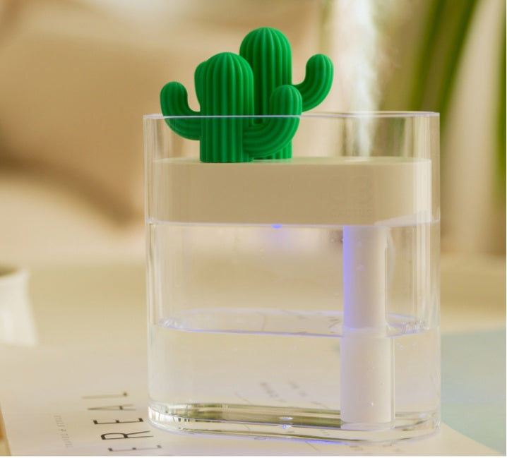 🌵💧 Transparent Landscape Cactus Humidifier | Portable Mini USB Mist Diffuser