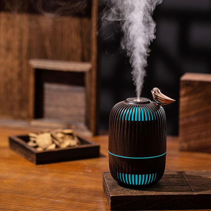 🌿💧 Compact Wood-Grain Humidifier | USB Mist Sprayer for Home & Office ✨