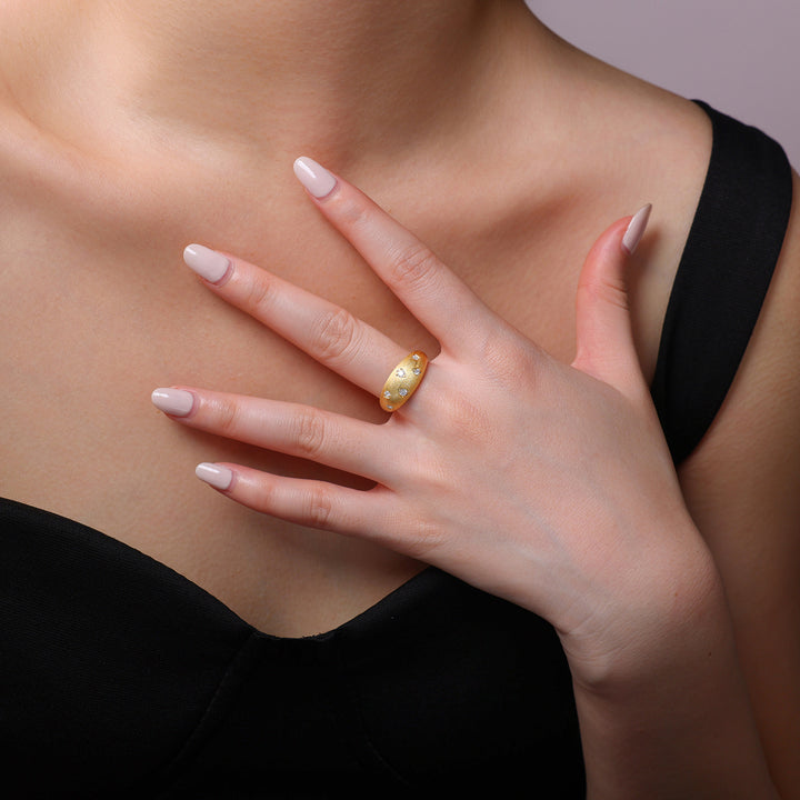 💍 Engraved Minimalist Moissanite Ring – Gold-Plated S925 Silver (4.5g, Sizes 5–9) 💍