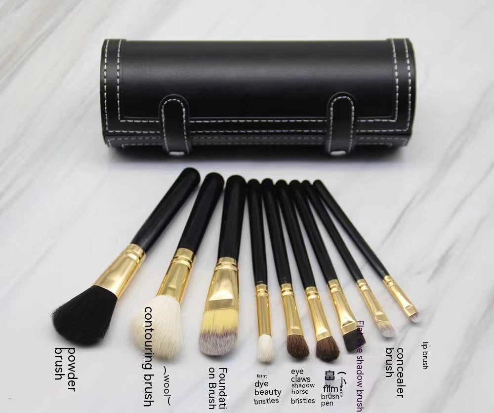 ✨ 9-Piece Cylindrical Wool Makeup Brush Set 💄