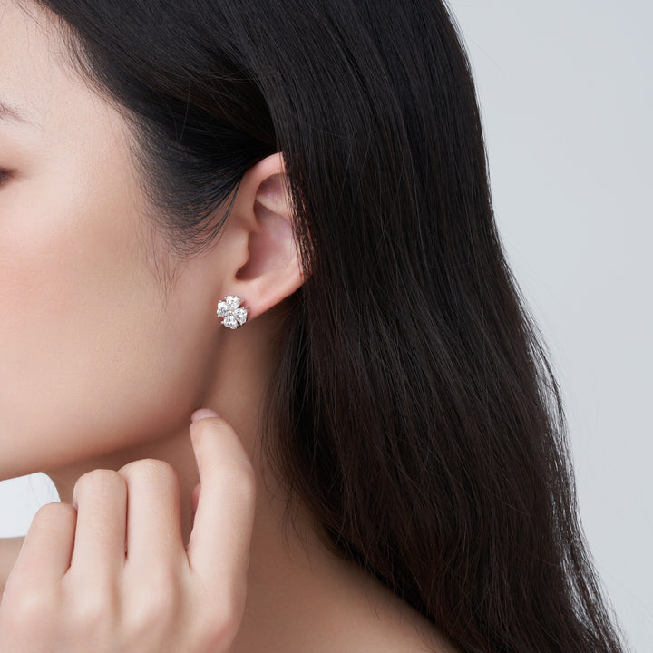 Minimalist Platinum-Plated Moissanite Stud Earrings – S925 Silver