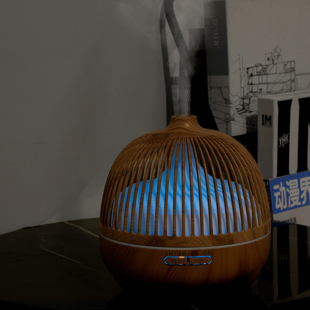 🐦🏺 Birdcage Aromatherapy Humidifier | Hollow Wood Grain Ultrasonic Diffuser 🌿✨