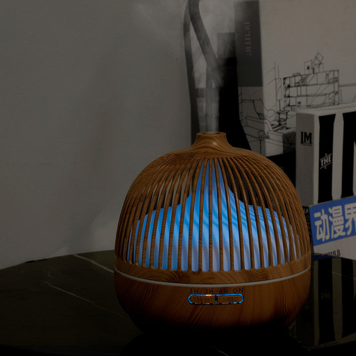 🐦🏺 Birdcage Aromatherapy Humidifier | Hollow Wood Grain Ultrasonic Diffuser 🌿✨