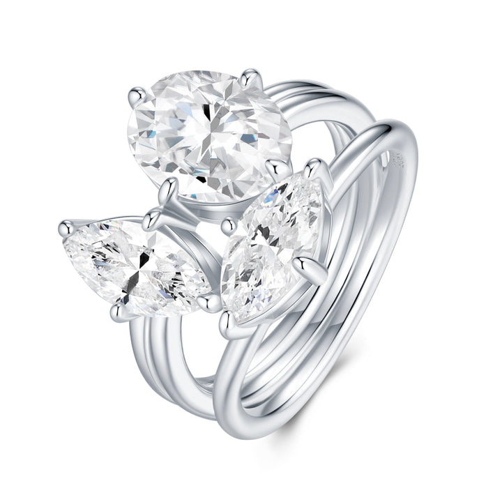 💍 Minimalist Double-Stone Moissanite Ring – Platinum-Plated S925 Silver (6g, Sizes 5–9) 💍