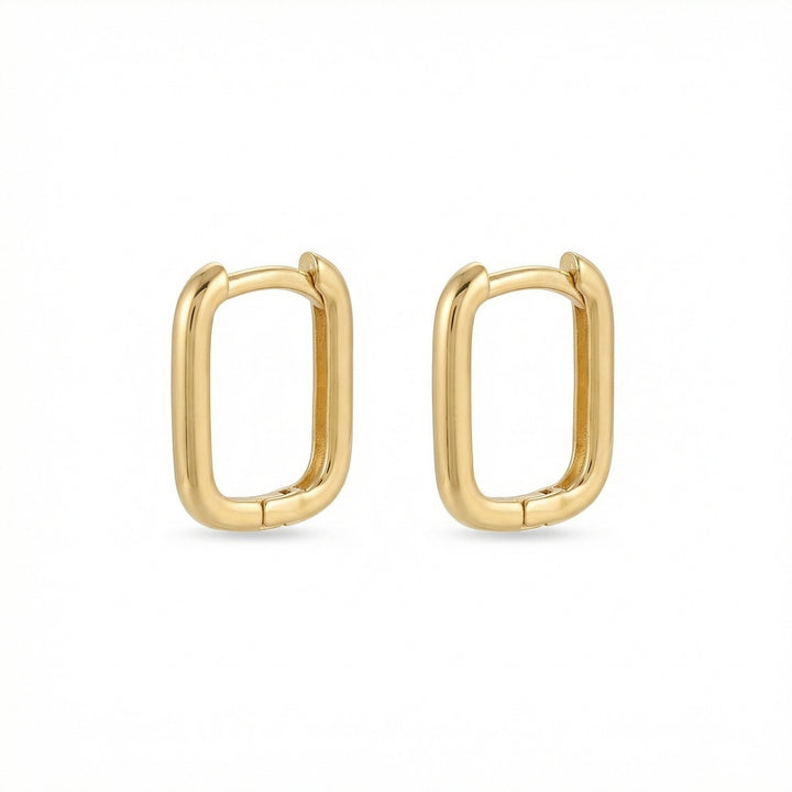 ✨ 925 Sterling Silver Rectangular Huggie Hoop Earrings – Minimalist Geometric Design ✨