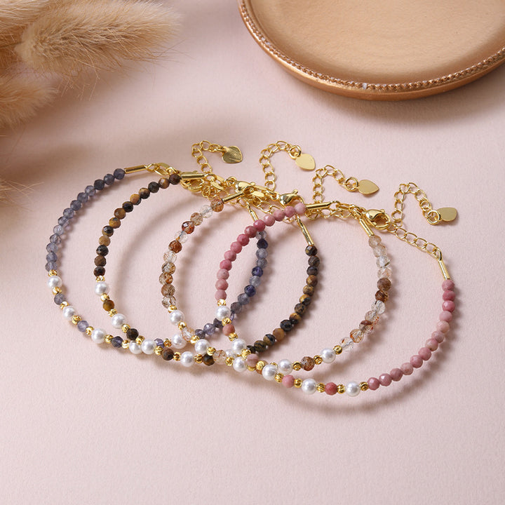 Women’s Natural Stone Bracelet – Geometric Star Design, Polished Finish