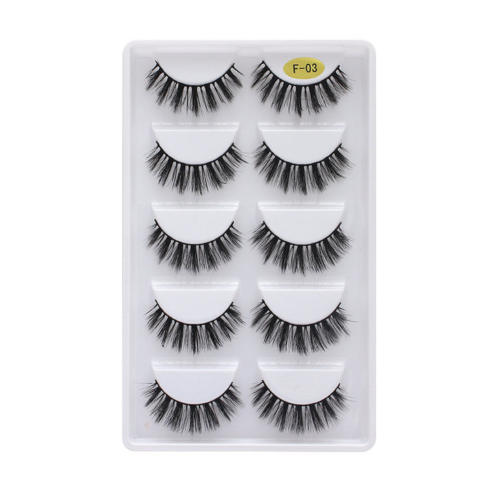 👁️✨ 3D Multi-Layer Thick False Eyelashes – 5 Pairs Stereoscopic Lash Set