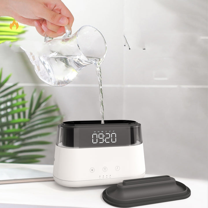 🔥🕰️ Flame Humidifier with Clock | Smart Aromatherapy Night Light