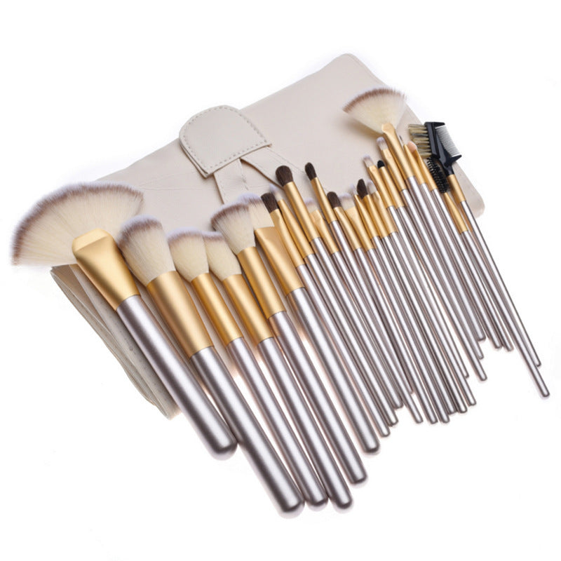 ✨ Beige Champagne Makeup Brush Set — 24-Piece Luxury Beauty Kit 💄🥂