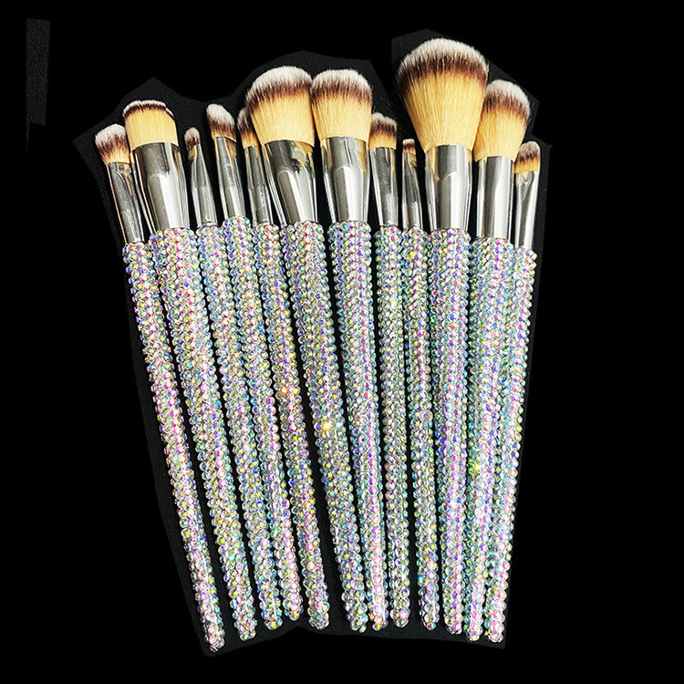 ✨ Diamond 12 Gems Makeup Brush Set — luxury sparkle for flawless beauty 💎💄