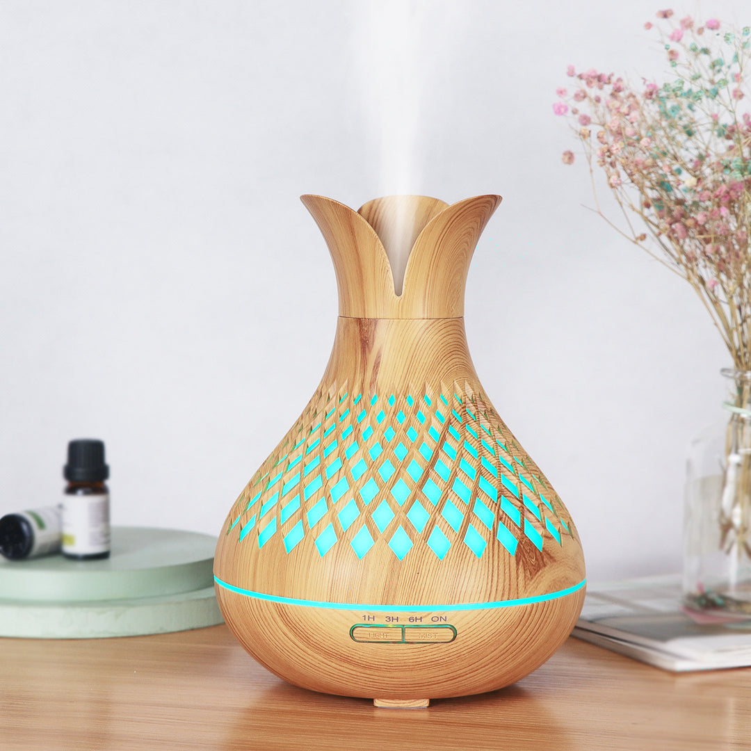 ✨ Syble Dark & Light Wood Grain 500ml Humidifier – Household Aroma Diffuser (AC Powered)