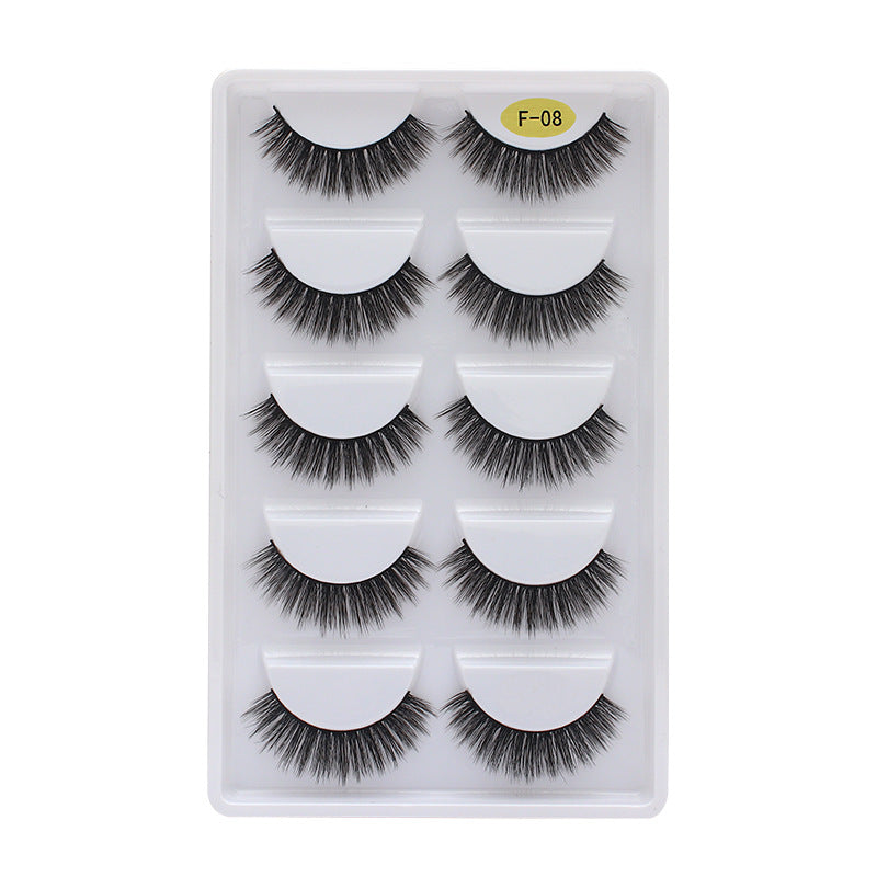 👁️✨ 3D Multi-Layer Thick False Eyelashes – 5 Pairs Stereoscopic Lash Set