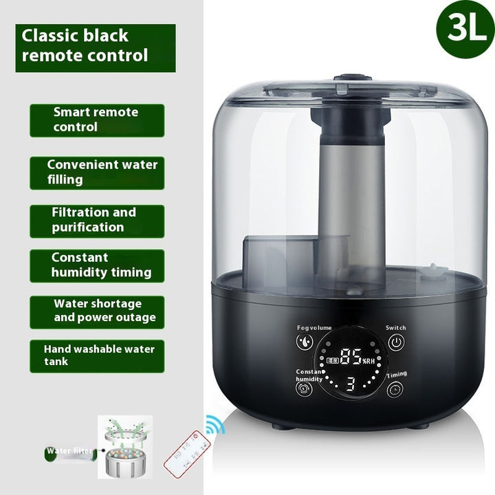 💧🏠 Silent Household Humidifier | Large Capacity Dual-Mist Remote Control Unit
