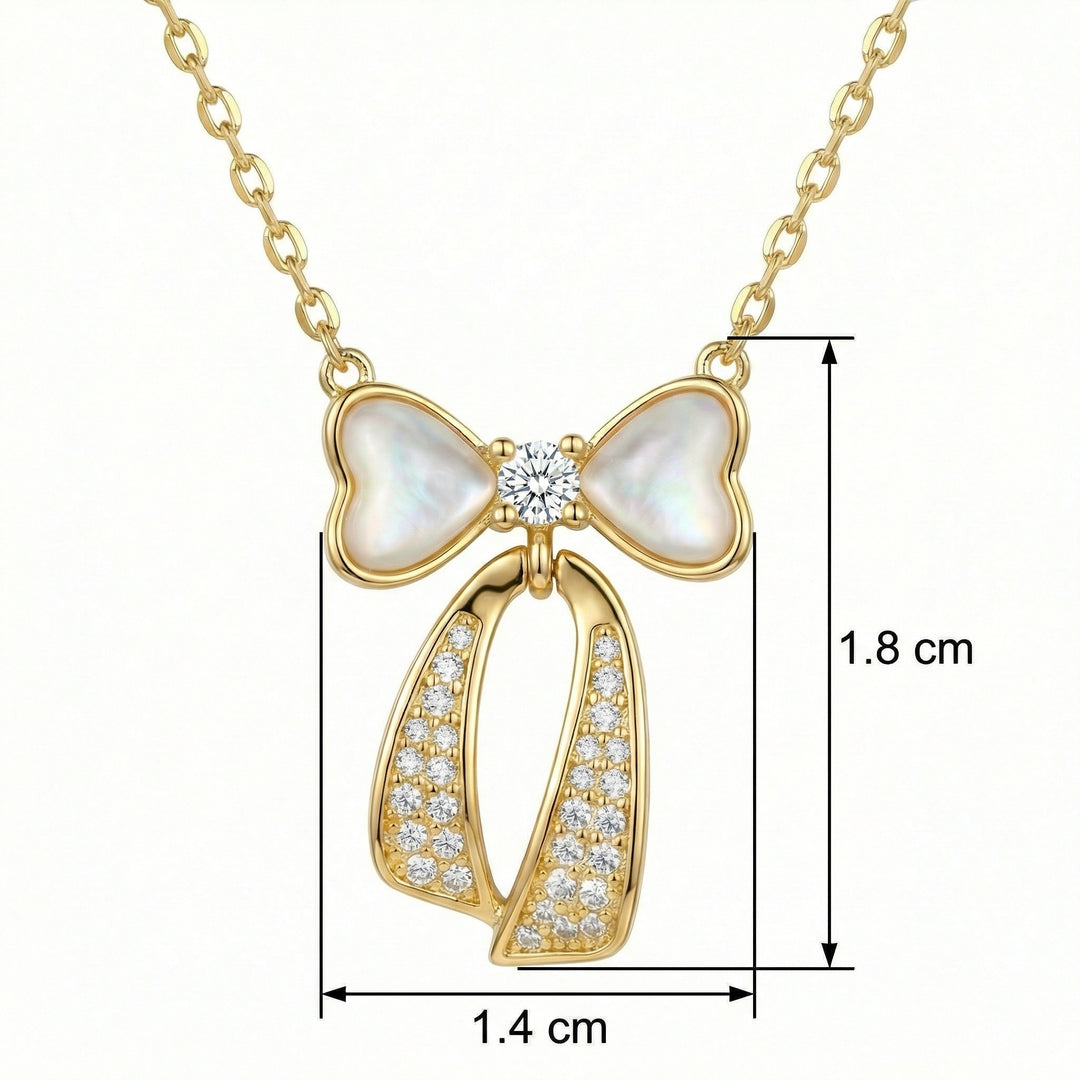 🎀 925 Sterling Silver Bowknot Pearl Necklace