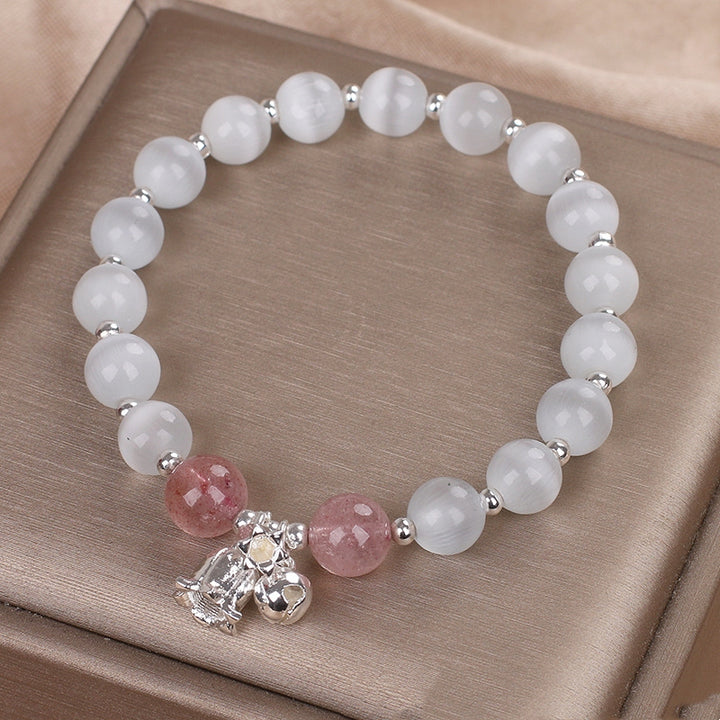 Natural Opal Strawberry Quartz Beaded Bracelet – Ethnic Style for Women