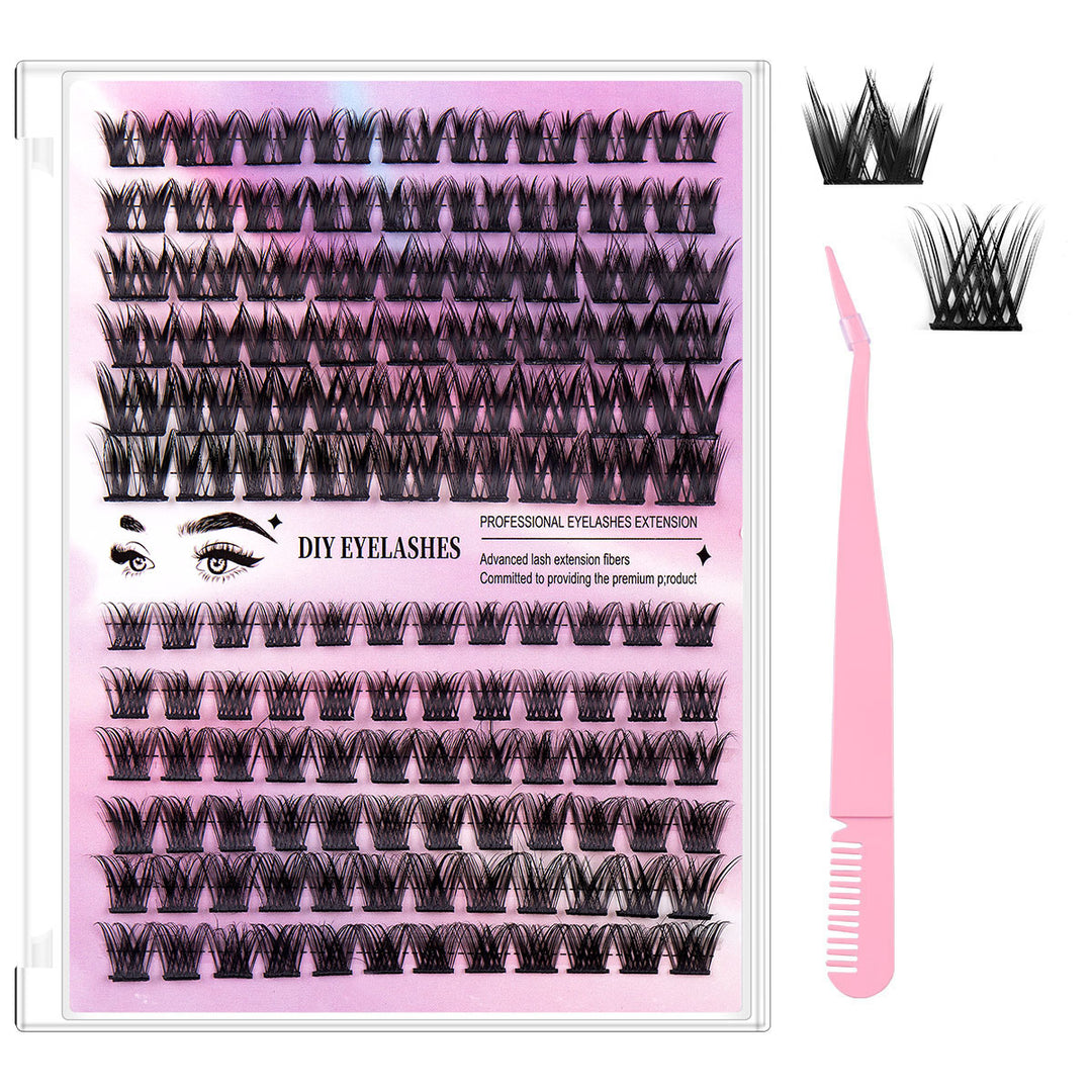 👁️✨ Segmented Hairy Fishtail Wheat Lazy Trilogy False Eyelashes – DIY Cluster Lash Kit