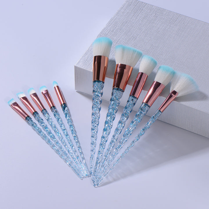 ✨ Nylon Spiral Unicorn Design Makeup Brush Set (10-Piece) 💄💎