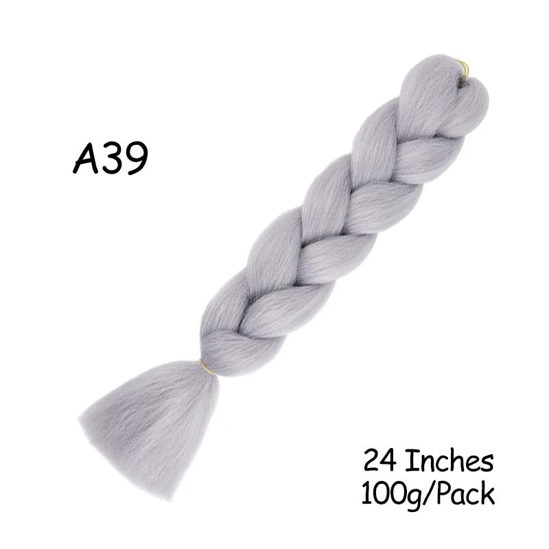 24 Inch Synthetic Braiding Hair Extensions – 10PCS Jumbo Braids in Black & Brown Colors
