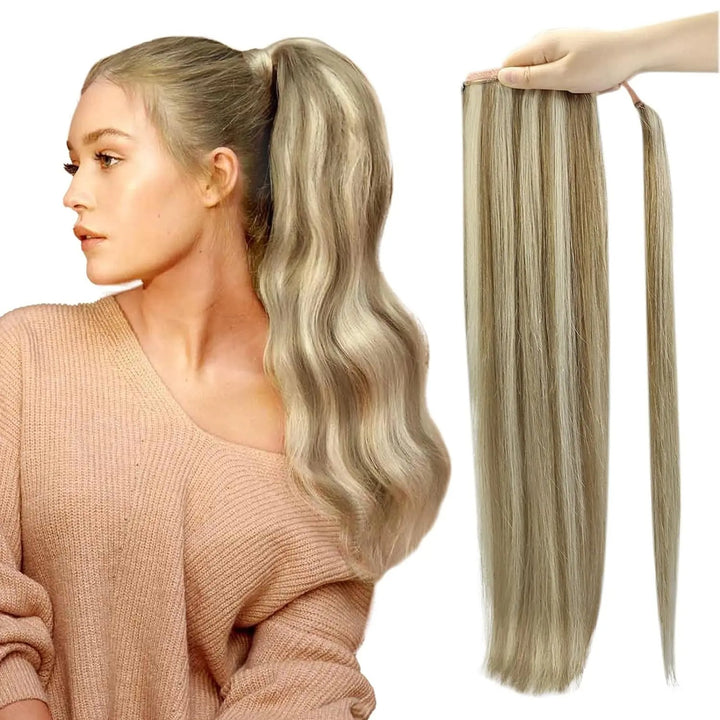Machine-Made Remy Human Hair Ponytail Extension – 70g/80g Clip-In for White Women
