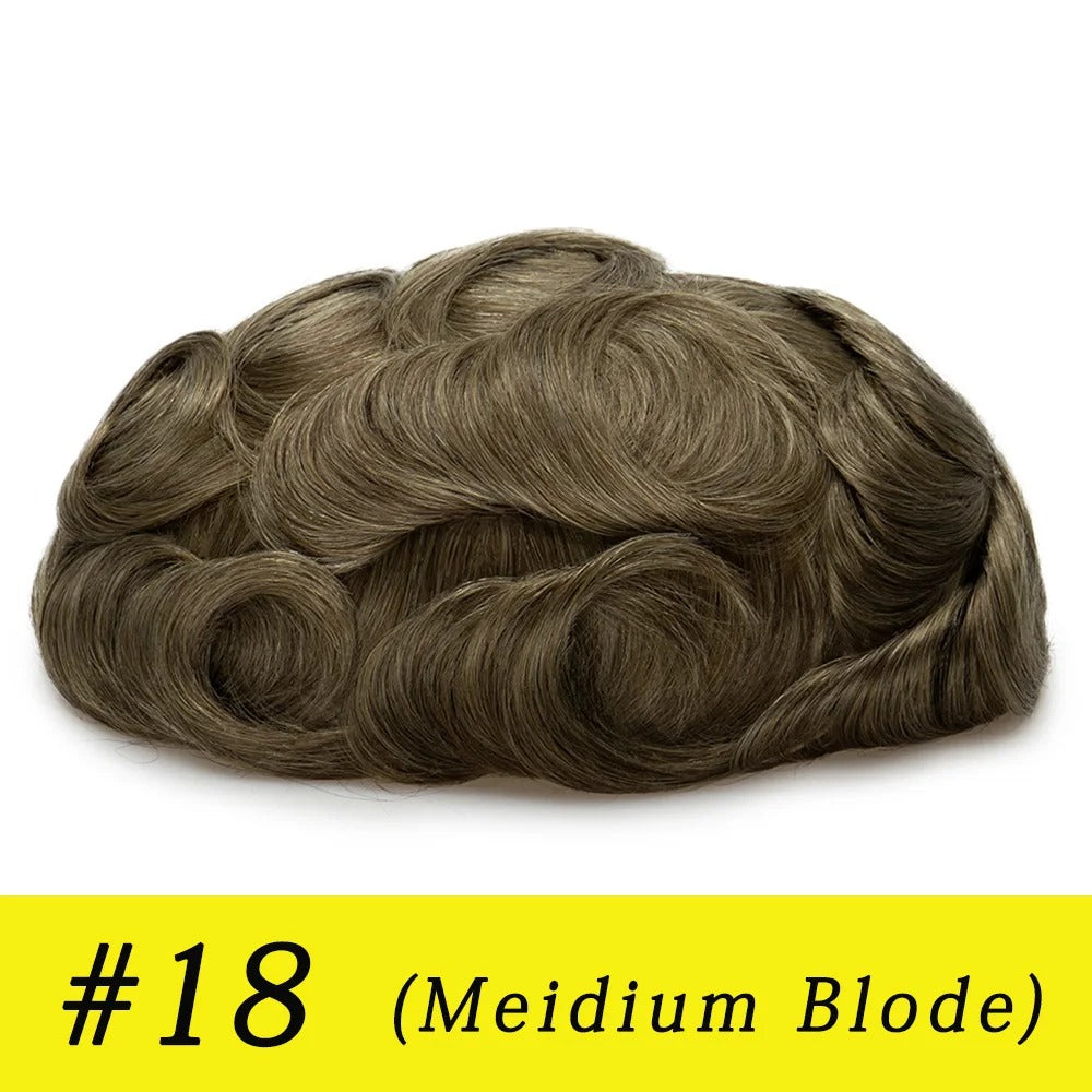 Thin Skin 0.03mm Natural Hair Men’s Toupee – Human Hair Replacement System