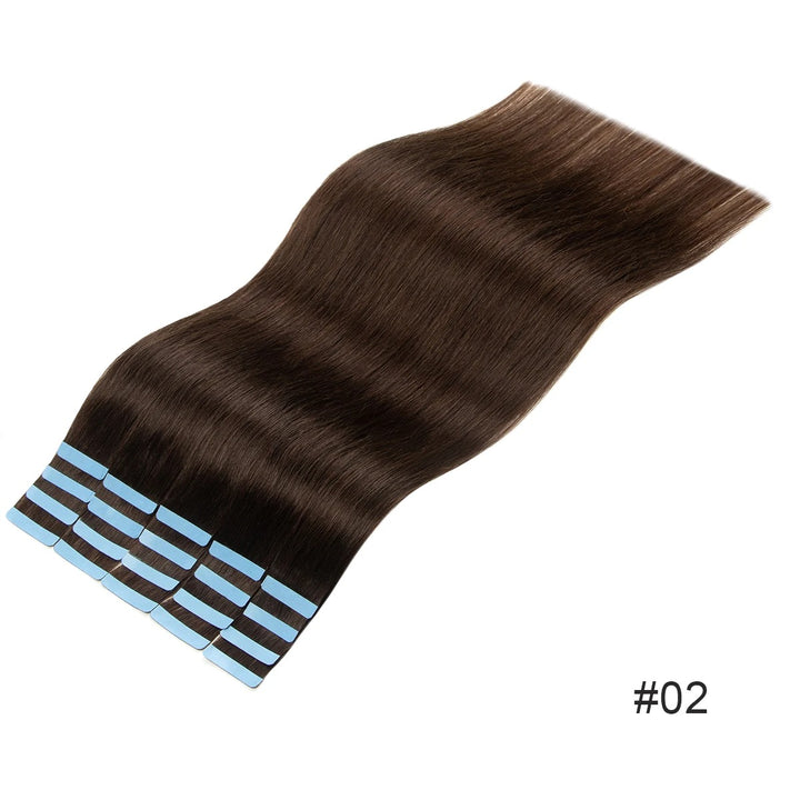 Tape-In Hair Extensions – 100% Remy Human Hair Skin Weft, Natural Seamless Tape-Ins, 12–24 Inch, 40–50g/Pack