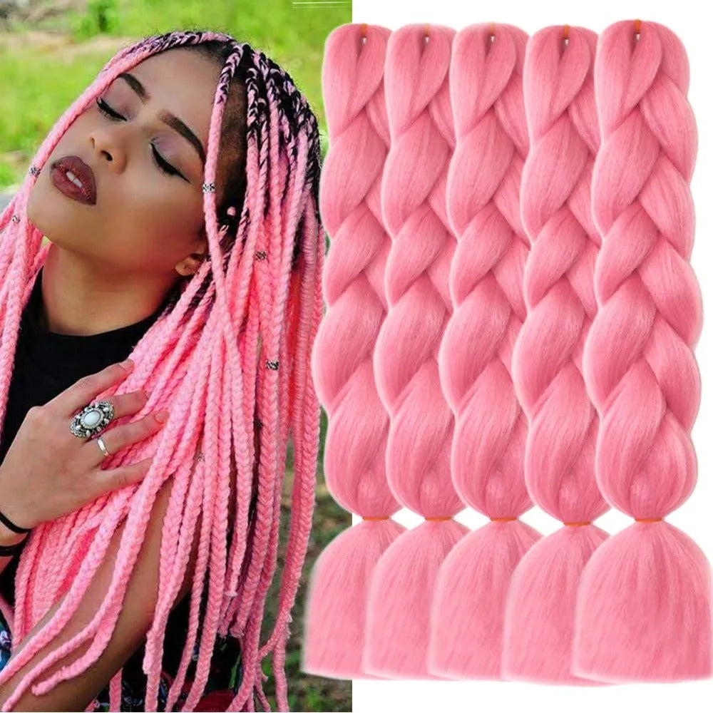 5 Packs Colored Jumbo Braiding Hair Extensions – 24 Inch Synthetic Pre-Stretched Yaki EZ Braid