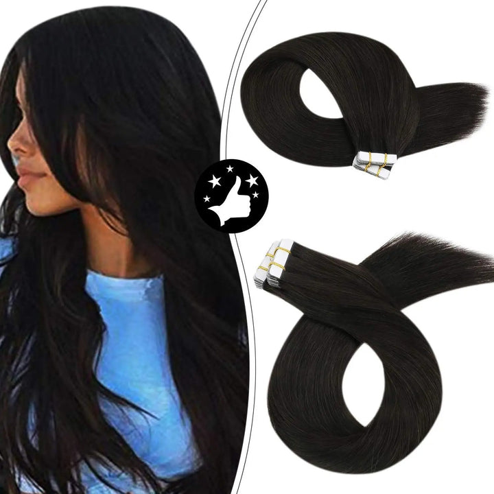 Tape-In Human Hair Extensions – Remy 100% Real Human Hair, Silky Straight, Ash Blonde with Highlights – Seamless, Natural Look, 20pcs