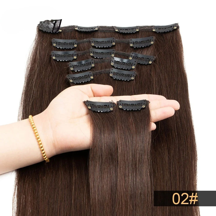 Brazilian Remy Clip-In Hair Extensions – Natural Human Hair, 12–24 Inch, 50g–120g