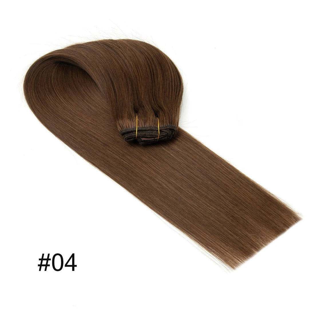 "100% Real Remy Human Hair Clip-In Extensions – Double Weft, Seamless Clip-On, 7PCS, 12-24 Inches"
