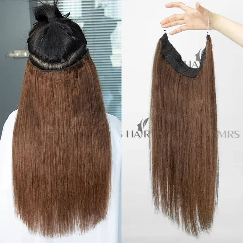Invisible Clip-In Hair Extensions – Real Human Hair with Fish Wire and 4 Secure Clips | 12"-24" Natural Hairpieces for Volume & Length