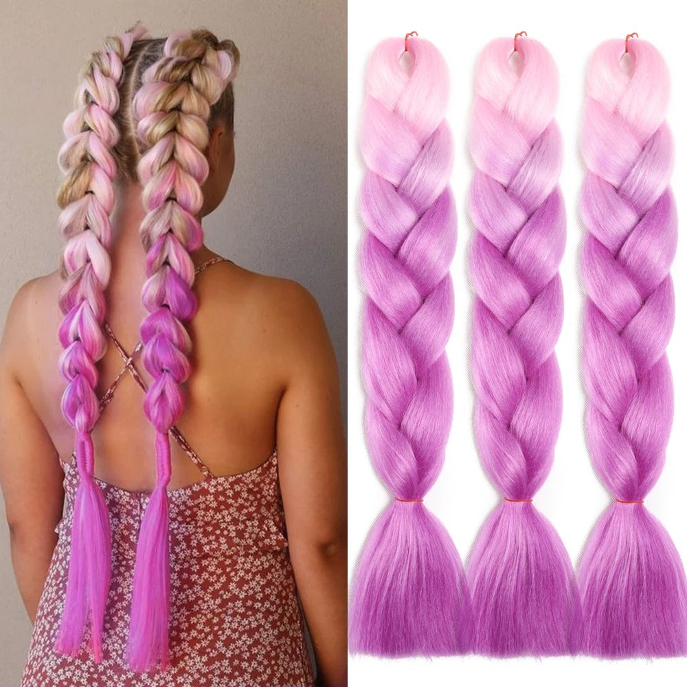 3 Packs 24 Inch Ombre Jumbo Braiding Hair Extensions – High-Temperature Synthetic Fiber