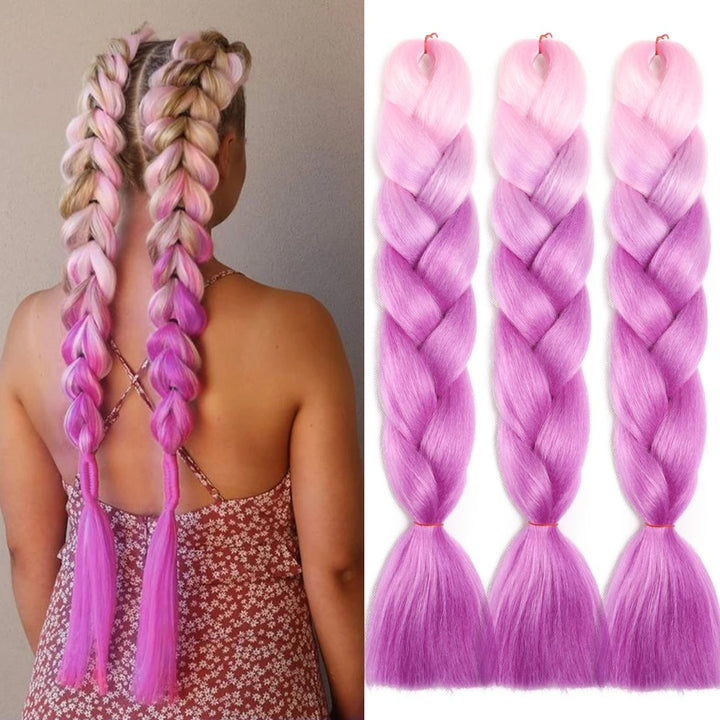 3 Packs 24 Inch Ombre Jumbo Braiding Hair Extensions – High-Temperature Synthetic Fiber