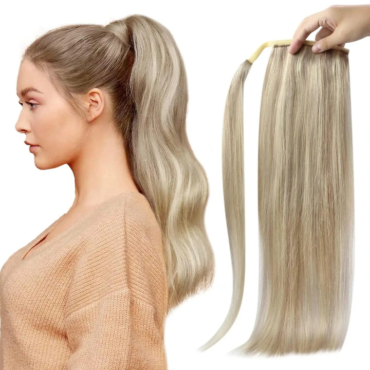 Machine-Made Remy Human Hair Ponytail Extension – 70g/80g Clip-In for White Women