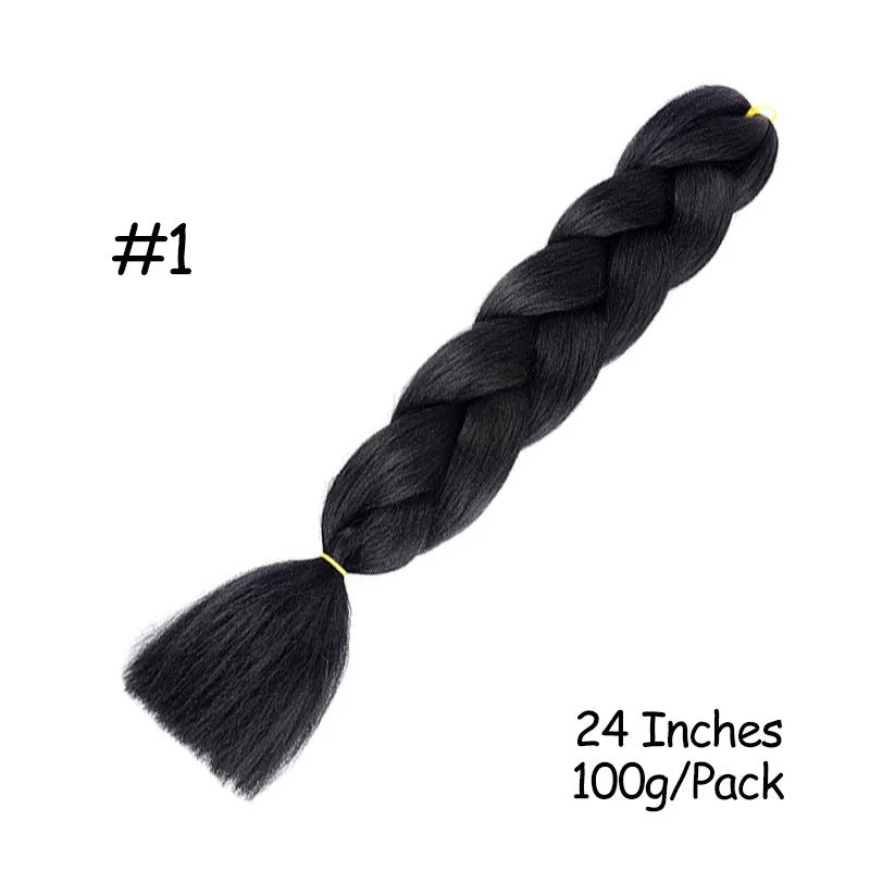 24 Inch Synthetic Braiding Hair Extensions – 10PCS Jumbo Braids in Black & Brown Colors