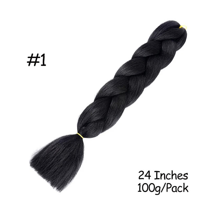 24 Inch Synthetic Braiding Hair Extensions – 10PCS Jumbo Braids in Black & Brown Colors