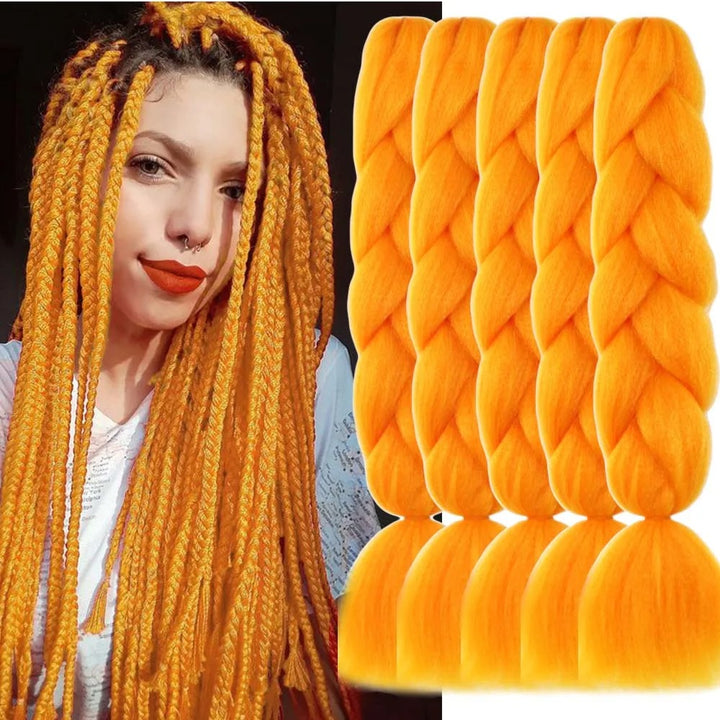 5 Packs Colored Jumbo Braiding Hair Extensions – 24 Inch Synthetic Pre-Stretched Yaki EZ Braid