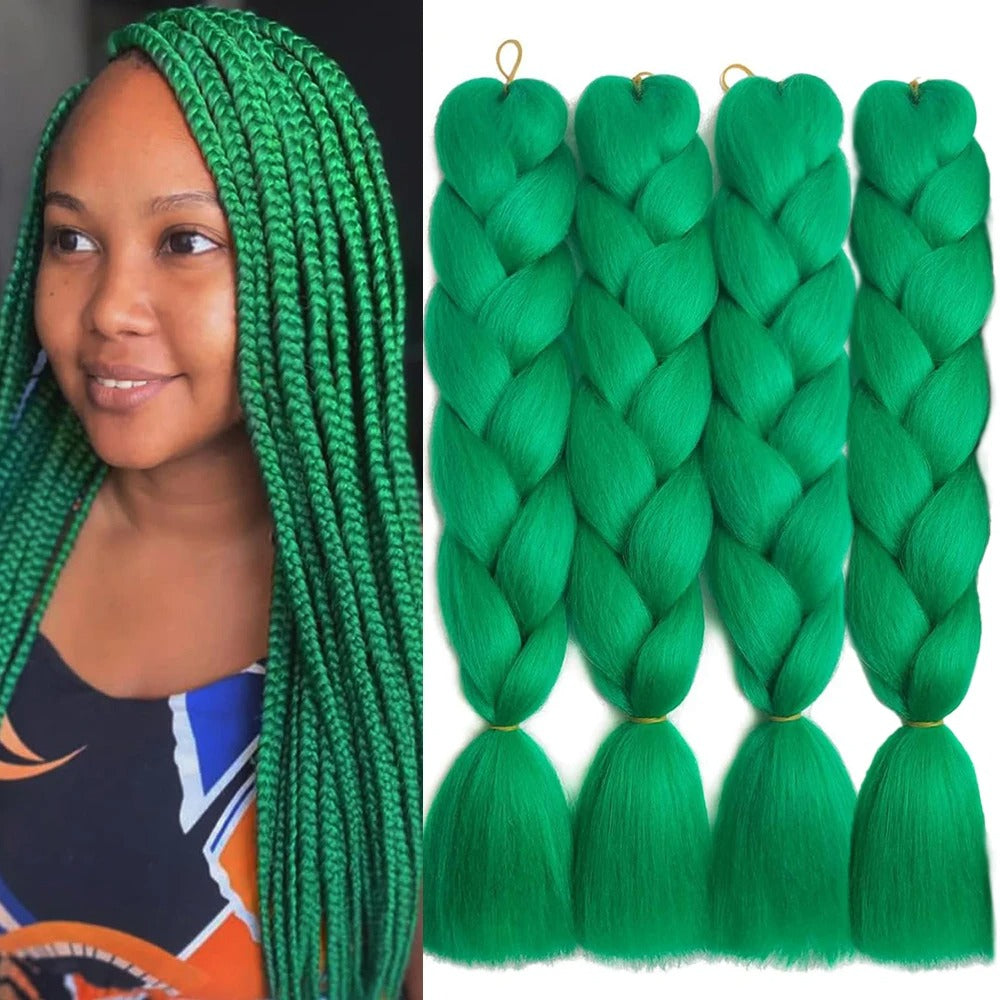 4PCS Jumbo Braiding Hair Extensions – 24 Inch High-Temperature Synthetic Fiber for Crochet & Twist Braids
