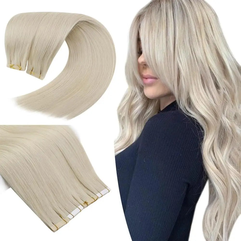 Luxury Injection Tape-In Extensions – Virgin Double Drawn Human Hair, Seamless PU Skin Weft, Natural Straight