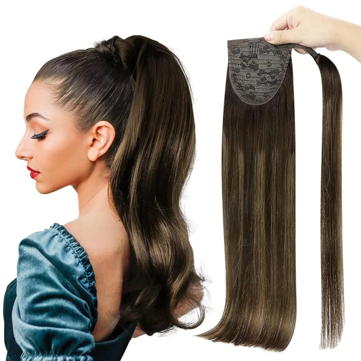 Machine-Made Remy Human Hair Ponytail Extension – 70g/80g Clip-In for White Women