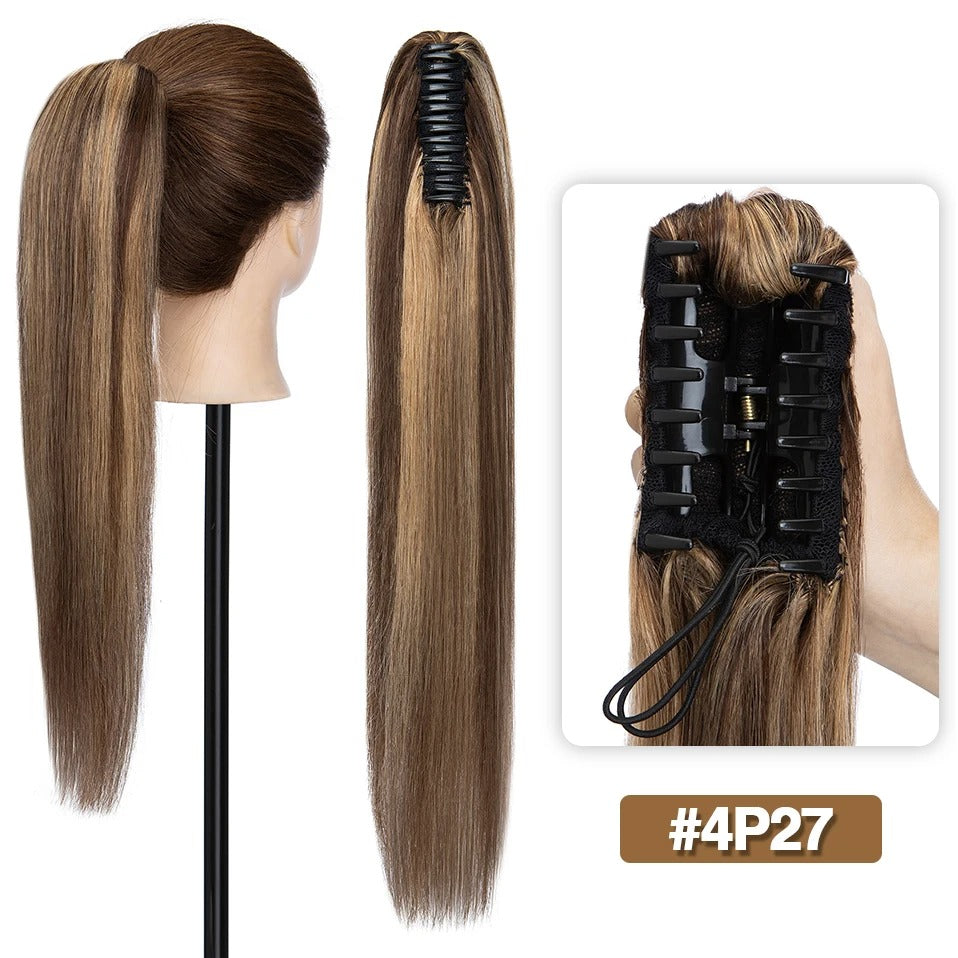 Thick Clip-In Human Hair Ponytail Extension with Claw Clamp