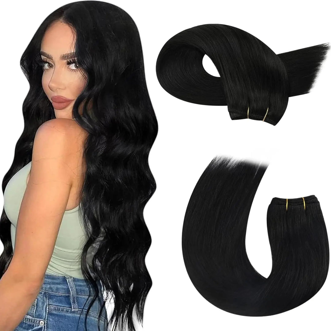 Brazilian Remy Human Hair Wefts – Natural Straight Machine Weaving Bundles (100g Each)