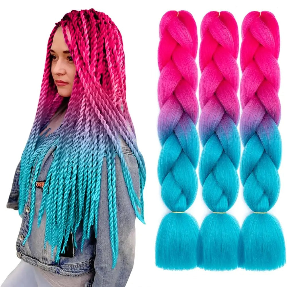 African Ombre Braiding Hair Extensions – Pre-Stretched Synthetic Crochet Hair (3 Packs)