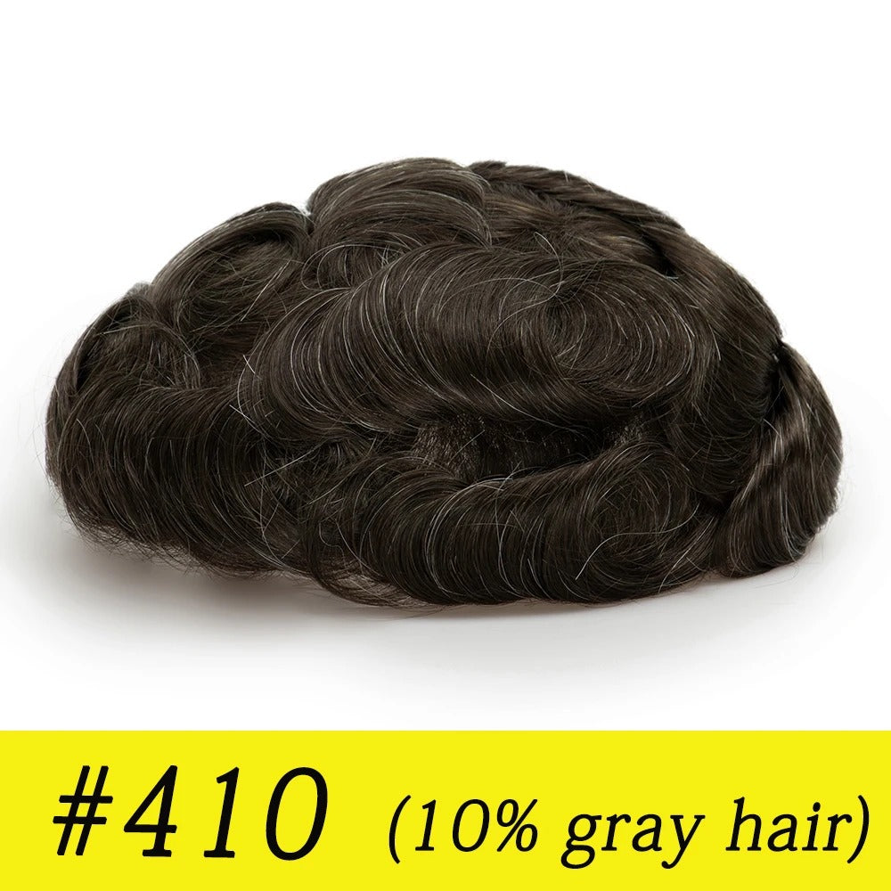 Thin Skin 0.03mm Natural Hair Men’s Toupee – Human Hair Replacement System